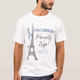 Blue Europe Paris Eiffel Tower Familienausflug T-Shirt