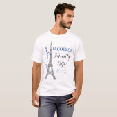 Blue Europe Paris Eiffel Tower Familienausflug T-Shirt (Vorne ganz)