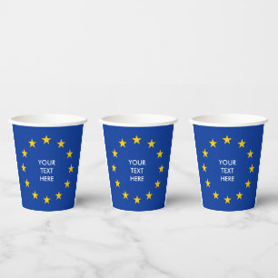 Blue European Gewerkschaft Flag Custom Paper Cups Pappbecher