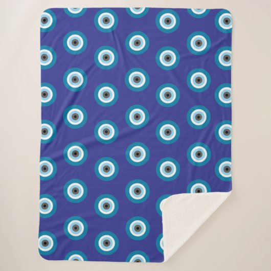 Blue Evil Eye Blanket Sherpadecke (Vorderseite)