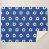 Blue Evil Eye Blanket Sherpadecke (Vorderseite (Horizontal))
