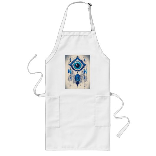 Blue Evil Eye Ink Illustration – Protective Symbol Lange Schürze (Vorne)