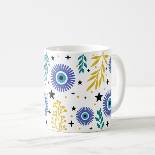 Blue Evil Eye Kaffeetasse (VorderseiteRechts)