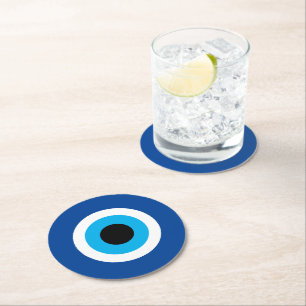 Blue Evil Eye Rundpapier Drink Coaster für Party Runder Pappuntersetzer