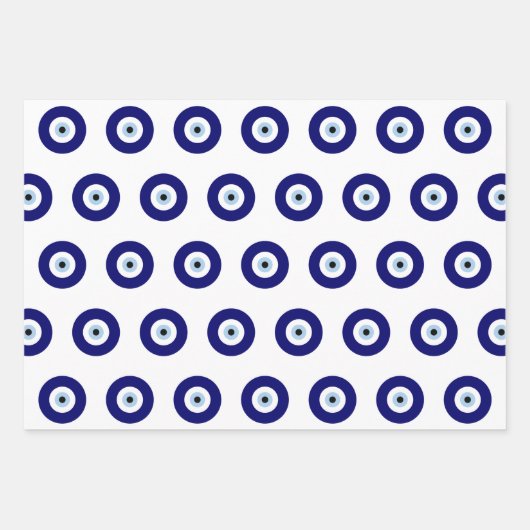Blue Evil Eye Viel Glück & Protection Symbol Geschenkpapier Set (Vorderseite 3)