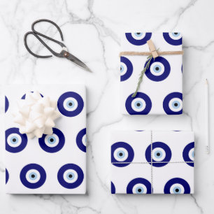 Blue Evil Eye Viel Glück & Protection Symbol Geschenkpapier Set
