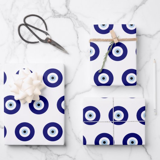 Blue Evil Eye Viel Glück & Protection Symbol Geschenkpapier Set (Vorderseite)