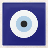 Blue Evil Eye Viel Glück & Protection Symbol Glasuntersetzer (Vorderseite)