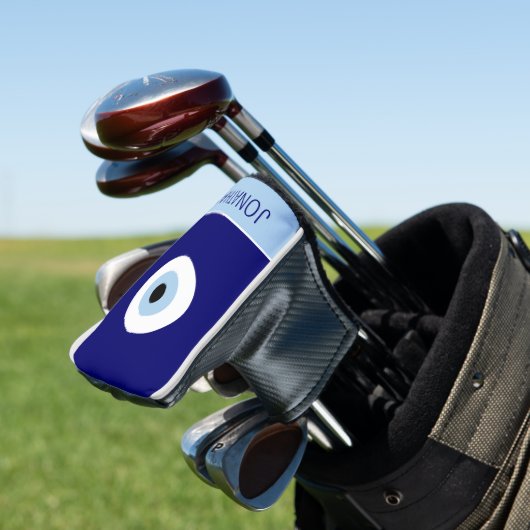 Blue Evil Eye Viel Glück & Protection Symbol Golf Headcover (In Situ)