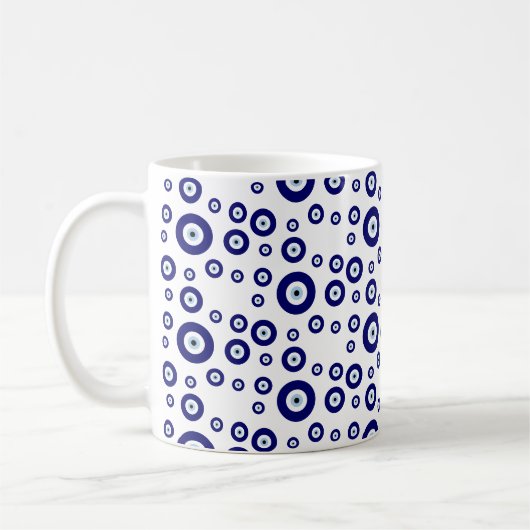 Blue Evil Eye Viel Glück & Protection Symbol Kaffeetasse (Links)