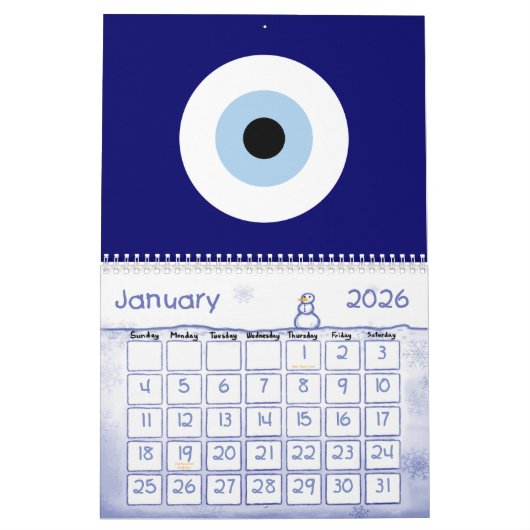 Blue Evil Eye Viel Glück & Protection Symbol Kalender (Jan 2026)