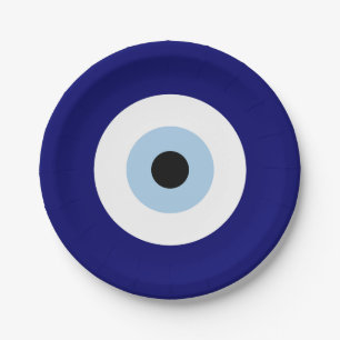Blue Evil Eye Viel Glück & Protection Symbol Pappteller