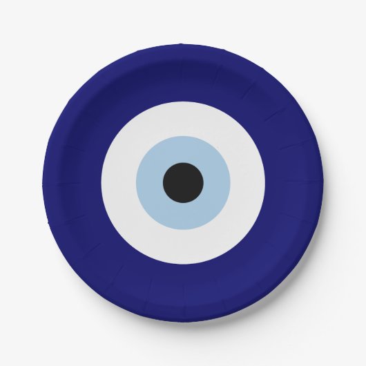 Blue Evil Eye Viel Glück & Protection Symbol Pappteller (Vorderseite)