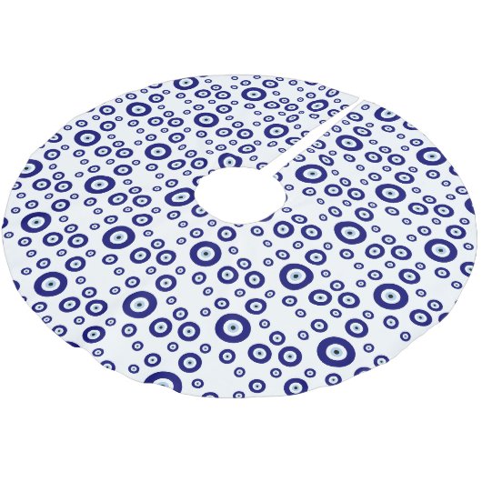 Blue Evil Eye Viel Glück & Protection Symbol Polyester Weihnachtsbaumdecke (Schrägansicht)