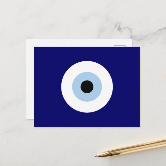 Blue Evil Eye Viel Glück & Protection Symbol Postkarte (Vorderseite/Rückseite Beispiel)