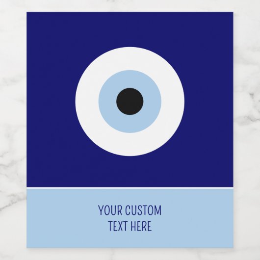 Blue Evil Eye Viel Glück & Protection Symbol Weinetikett (Einzelnes Label)