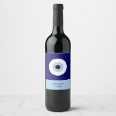 Blue Evil Eye Viel Glück & Protection Symbol Weinetikett (Vorderseite)