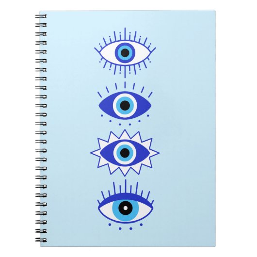 Blue Evil Eyes Energy Meditation Hamsa Mystical Notizblock (Vorderseite)