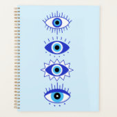 Blue Evil Eyes Energy Meditation Hamsa Mystical Planer (Vorderseite)