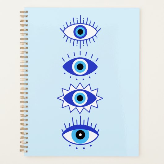 Blue Evil Eyes Energy Meditation Hamsa Mystical Planer (Vorderseite)