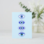 Blue Evil Eyes Energy Meditation Hamsa Mystical Postkarte (Stehend Vorderseite)