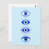 Blue Evil Eyes Energy Meditation Hamsa Mystical Postkarte (Vorne/Hinten)