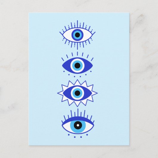 Blue Evil Eyes Energy Meditation Hamsa Mystical Postkarte (Vorderseite)