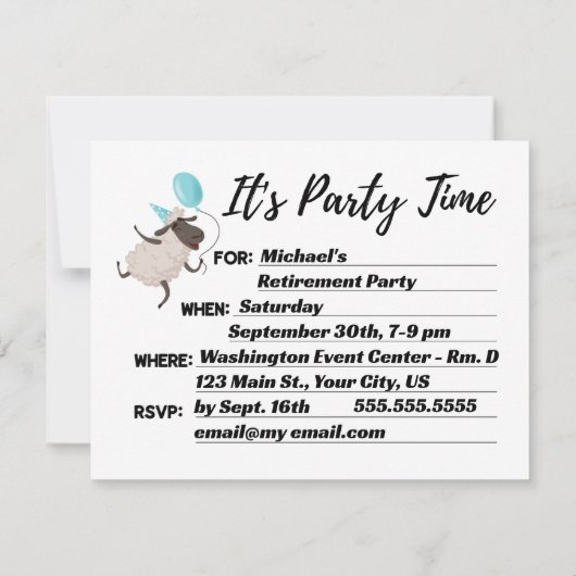 Blue Ewe sind eingeladen Jeden Anlaß Sie sind eing Einladung (Rückseite)