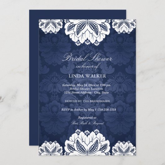 Blue Exotic Blume | Brautdusche Einladung (Vorne/Hinten)