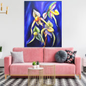 Blue Exotic Tropical Orchids Lady Slipper Leinwanddruck (Insitu (Wohnzimmer))