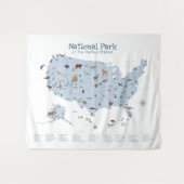 Blue Explain National Park Map Woodland Kinderzimm Wandteppich (Vorderseite (Horizontal))