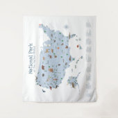 Blue Explain National Park Map Woodland Kinderzimm Wandteppich (Vorderseite)