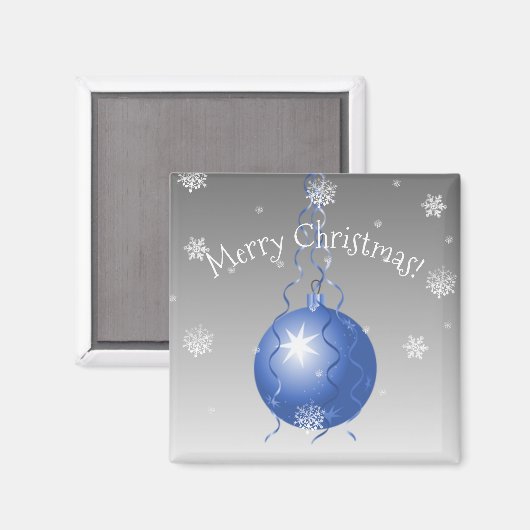 Blue Extravagant Christmas Ornament Magnet (Vorderseite/Rückseite)