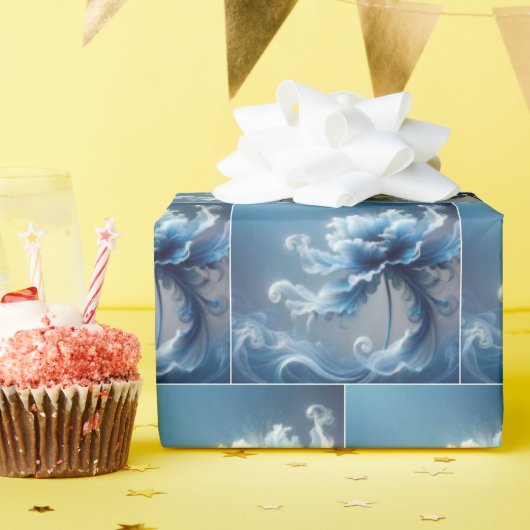 Blue Extravagant Fantasy Blume Geschenkpapier (Geburtstagsparty)