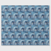 Blue Extravagant Fantasy Blume Geschenkpapier (Flach)
