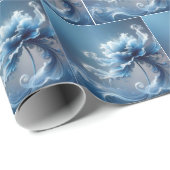 Blue Extravagant Fantasy Blume Geschenkpapier (Rolleneckpunkt)