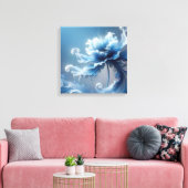 Blue Extravagant Fantasy Blume Leinwanddruck (Insitu (Wohnzimmer))