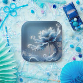 Blue Extravagant Fantasy Blume Pappteller (Party)
