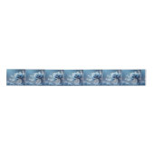 Blue Extravagant Fantasy Blume Satinband (Vorderseite)