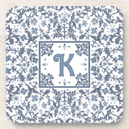 Blue Extravagant Floral Graphic Personalisiert Getränkeuntersetzer