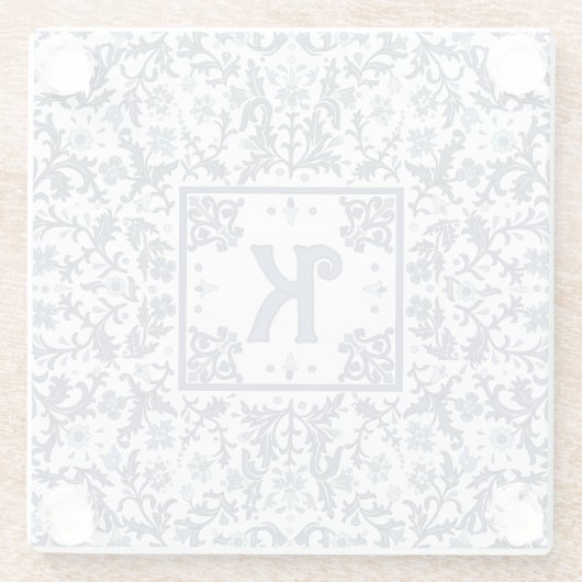 Blue Extravagant Floral Graphic Personalisiert Glasuntersetzer (Rückseite)