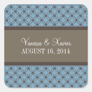 Blue Extravagant Lattice Wedding Stickers