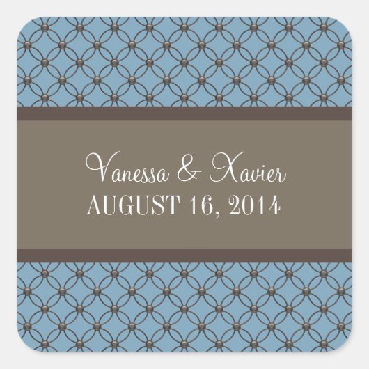 Blue Extravagant Lattice Wedding Stickers (Vorderseite)