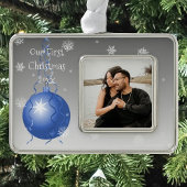 Blue Extravagant Ornament Weihnachten Gerahmtes Or Rahmen-Ornament Silber