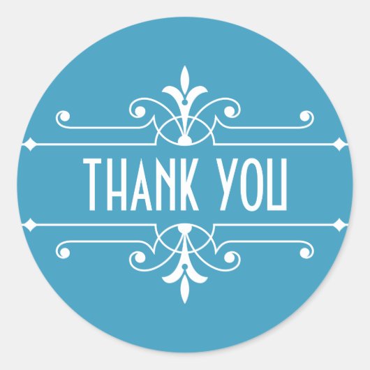 Blue Extravagant Ornamental Danke Stickers (Vorderseite)