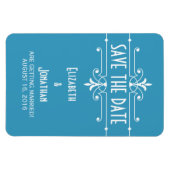 Blue Extravagant Ornamental Save the Date Magnet (Horizontal)