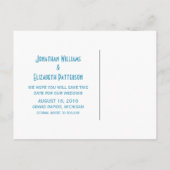 Blue Extravagant Ornamental Save the Date Postkart Ankündigungspostkarte (Rückseite)