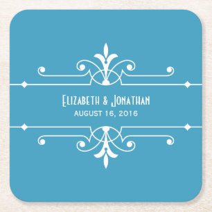 Blue Extravagant Zierpapier-Untersetzer Rechteckiger Pappuntersetzer