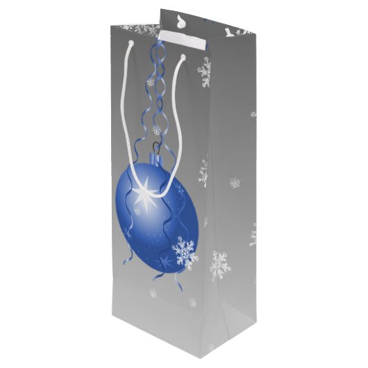 Blue Extravagante Weihnachtsgeschenktasche Geschenktüte Für Weinflaschen (Rückseite Schrägansicht)