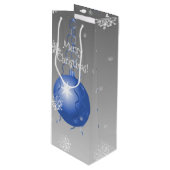 Blue Extravagante Weihnachtsgeschenktasche Geschenktüte Für Weinflaschen (Vorderseite Schrägansicht)